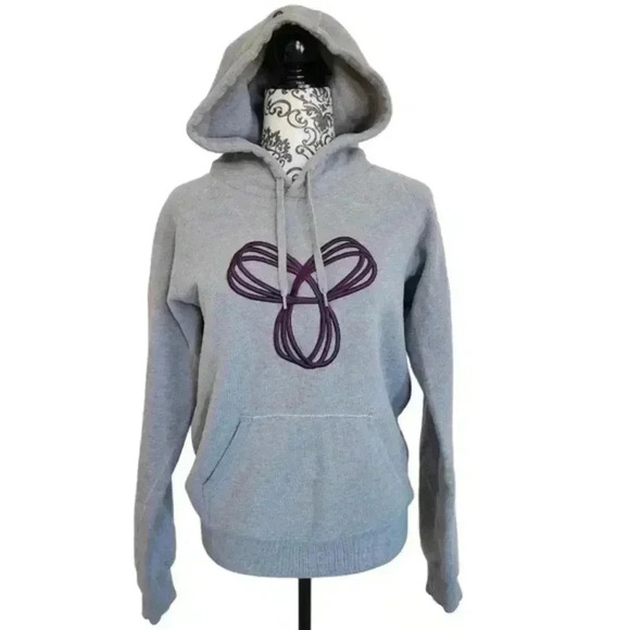 Aritzia  TNA Sweatfleece Baltic Hoodie Grey Purple Sweatshirt Women's size Small - Picture 2 of 13